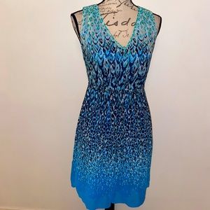 🩵NWOT Ann Taylor Blue & Beige Animal Print Dress🩵